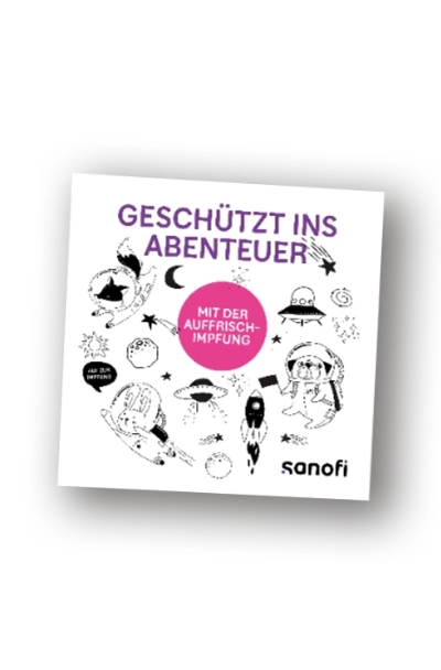 Cover Sanofi-Broschüre, Auffrischimpfungen bei Jugendlichen